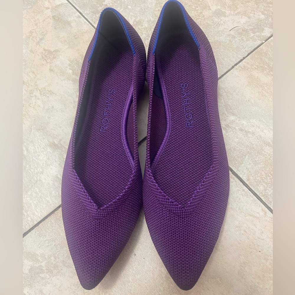 Rothy’s The Point Ballet Flats Purple Slip-On Shoes Comfort like new size 6